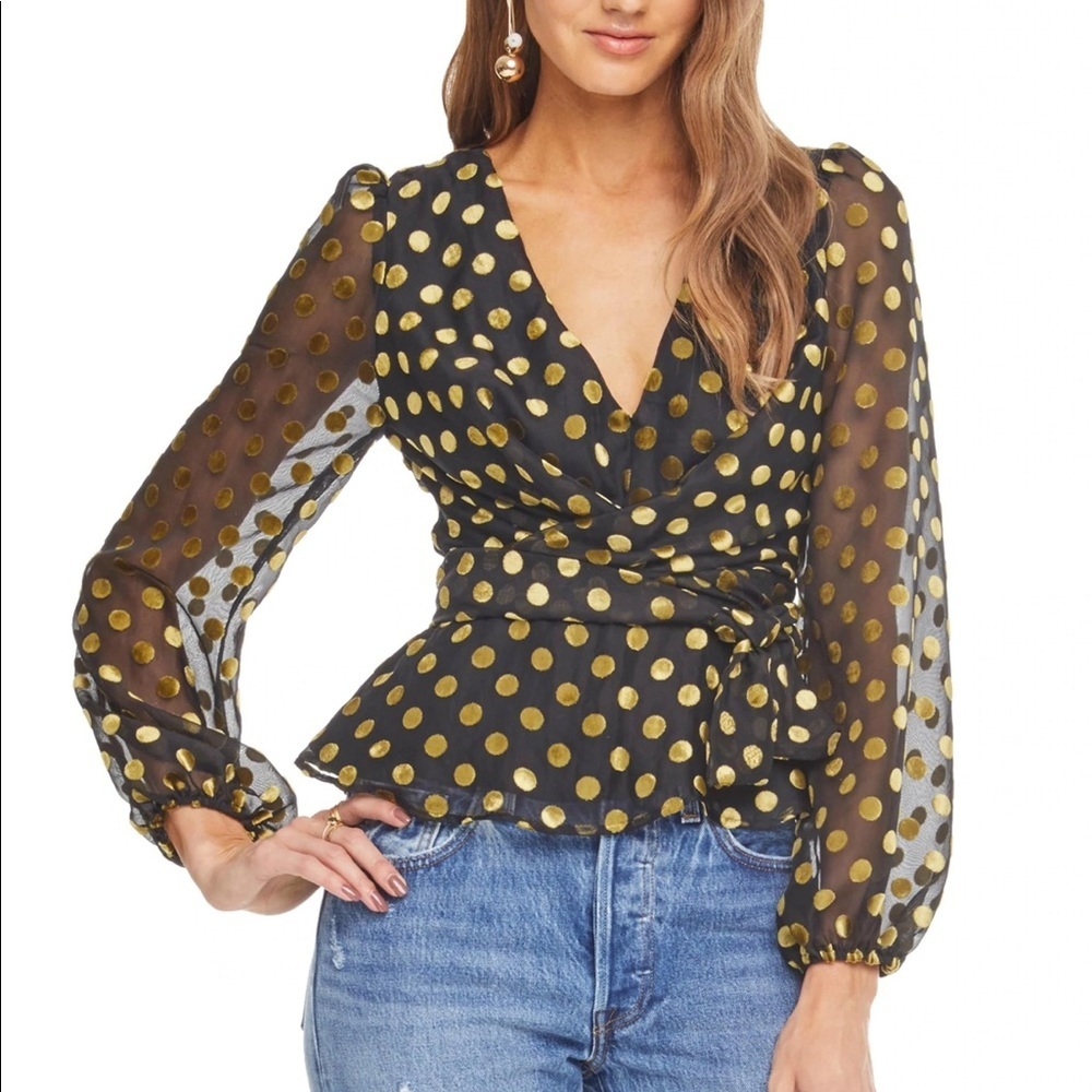 Astr The Label black and gold wrap Tonic top​
